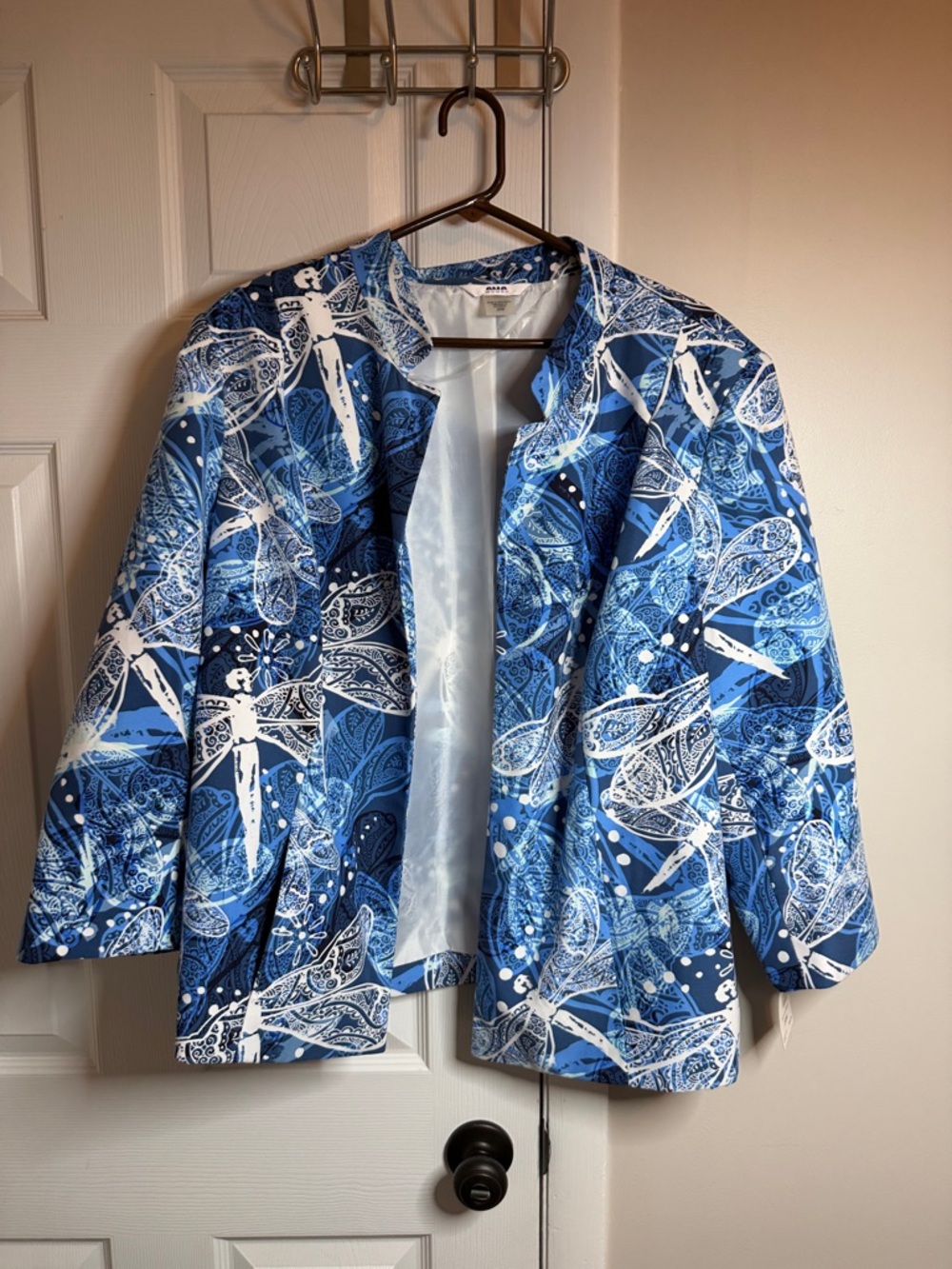 NWT Alia Blue Dragonfly Printed Jacket/Blazer